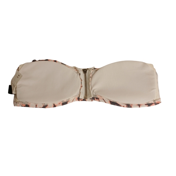 NEW NINETY SIX DEGREES Gray Pink Tie Dye Front Zipper Strapless Bikini Top M - Picture 7 of 9